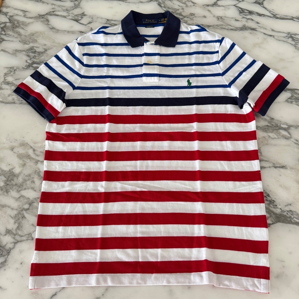 POLO Ralph Lauren Cotton Men's Striped Polo Shirt 100% Cotton size Middle